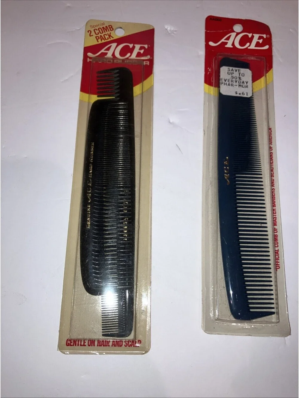 Lot Of 4 Vintage Genuine Ace Hard Rubber Mix Combs OLD NEW STOCK “RARE” 💈 💈